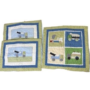 POTTERY BARN KIDS Christopher’s Construction 3 PC Cotton Quilted Pillowcase Sham